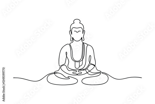 Serene Buddha Line Art Meditation, Enlightenment, Peace, Spiritual, Tranquility