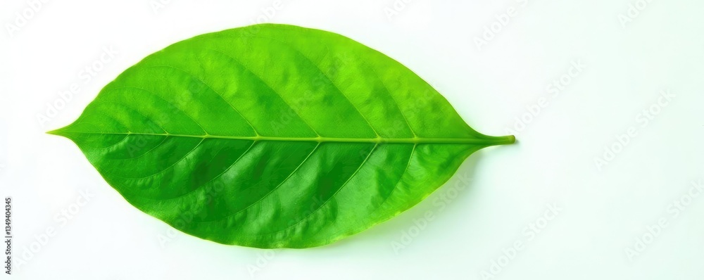 Obraz premium Large leaf isolated on white background with veins and texture details, greenery, plant parts