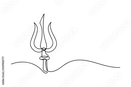 Trishul, Hindu, Trident, God, Shiva, Weapon, Symbol, One line, Drawing, Art