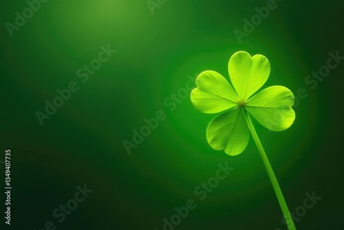 Shiny green light illuminating a single clover bloom, flower, shine