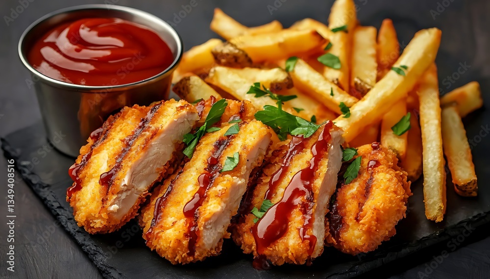 Crispy Chicken for Fries, Ketchup. (1) Crispy Chicken for Fries, Ketchup. (1)