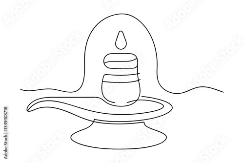 Hindu God Shiva Lingam, Sacred Symbol, Continuous Line Art