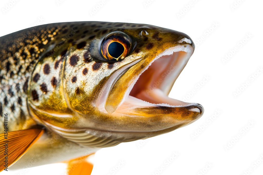Open mouth trout, fish head on black background, cut out transparent Open mouth trout, fish head on black background, cut out transparent