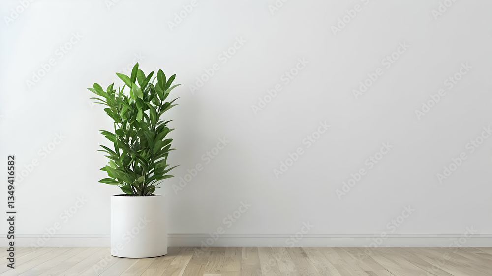 Fototapeta premium Modern Minimalist Interior With A Potted Plant