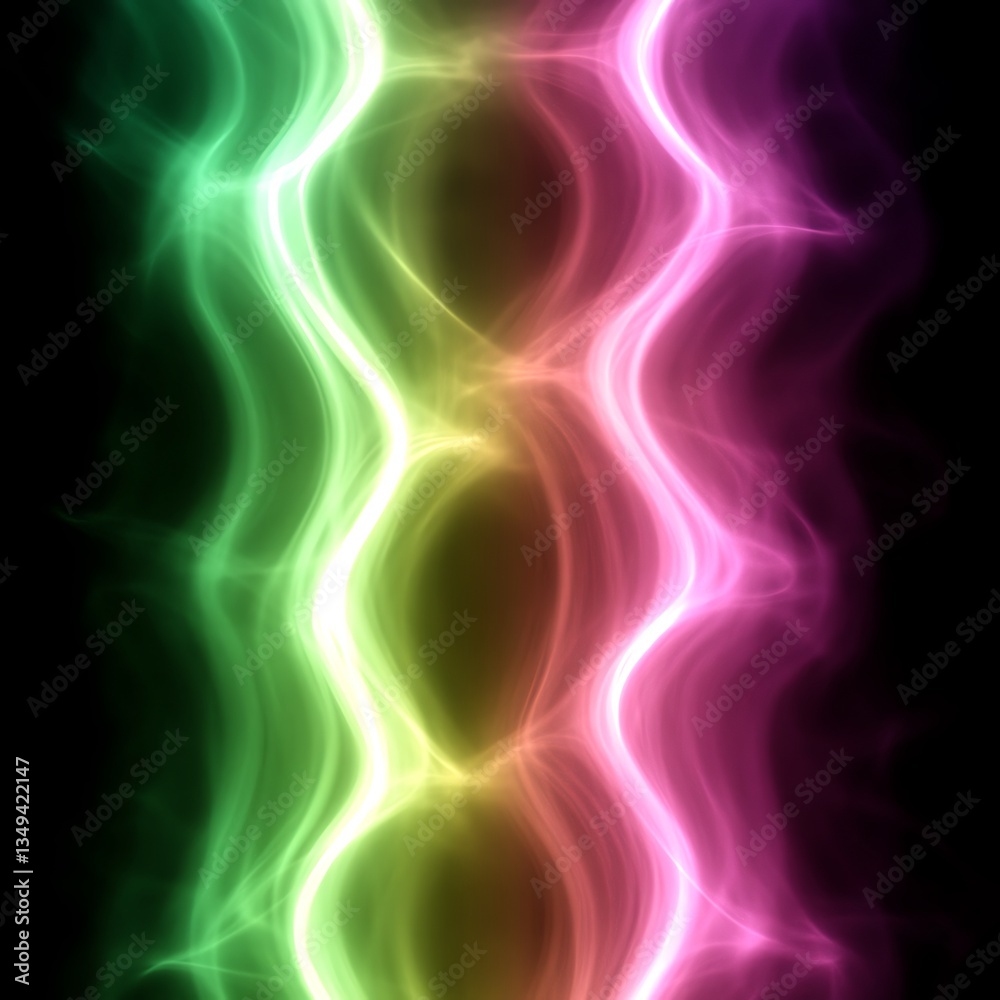 Fototapeta premium Wavy Colorful Glowing Lines Against A Black Background