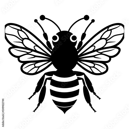 A Flying Bee black Silhouette Clipart, Honey Bee.Simple, black silhouette of a bee, perfect for nature themed designs, logos, or illustrations.Logo of Bee icon vector silhouette isolated design
