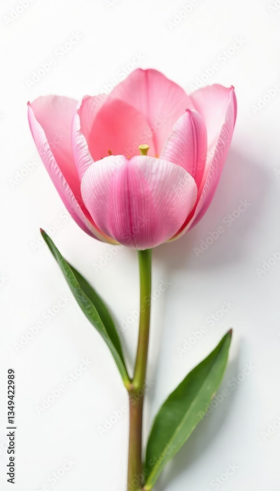 Fototapeta premium Delicate flower petals unfolding on white background, isolated, spring, flowers