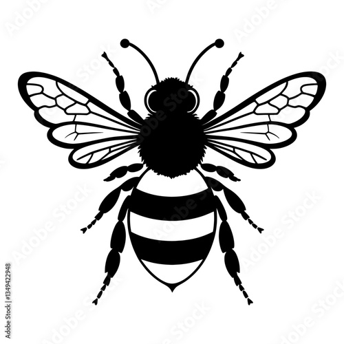 A Flying Bee black Silhouette Clipart, Honey Bee.Simple, black silhouette of a bee, perfect for nature themed designs, logos, or illustrations.Logo of Bee icon vector silhouette isolated design
