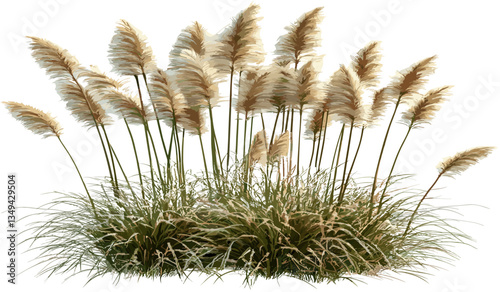 Vector cut out long feather flora grass fields PNG file, transparent background, natural elements, plant art, wild grass design, eco-friendly illustration, spring nature concept