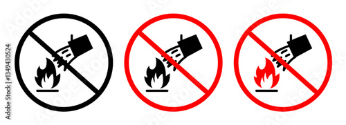 Do not extinguish with water sign pack. vector illustrations designs