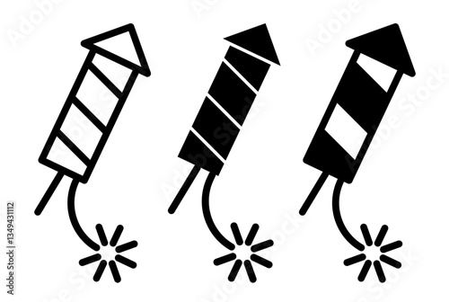 Fireworks rocket signs pack. vector illustrations designs