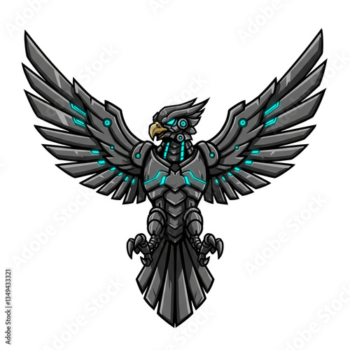 Cybernetic Falcon Futuristic Robotic Bird Illustration