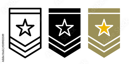 Military rank badge icons pack. vector illustrations designs