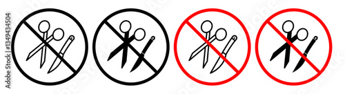 No scissors or no knives sign pack. vector illustrations designs