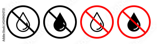 No Water drop sign pack. vector illustrations designs