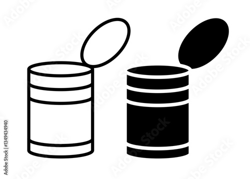 Open tin can icons pack. vector illustrations designs