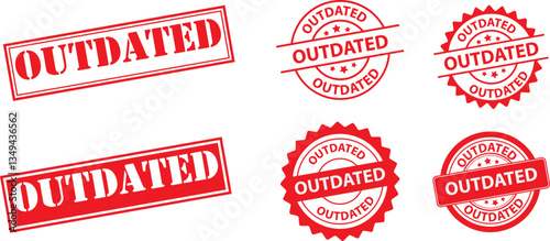 outdated red  rubber stamp  label isolated on transparent background