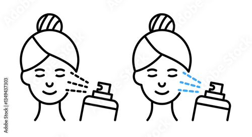 Spray on face icons pack. vector illustrations designs