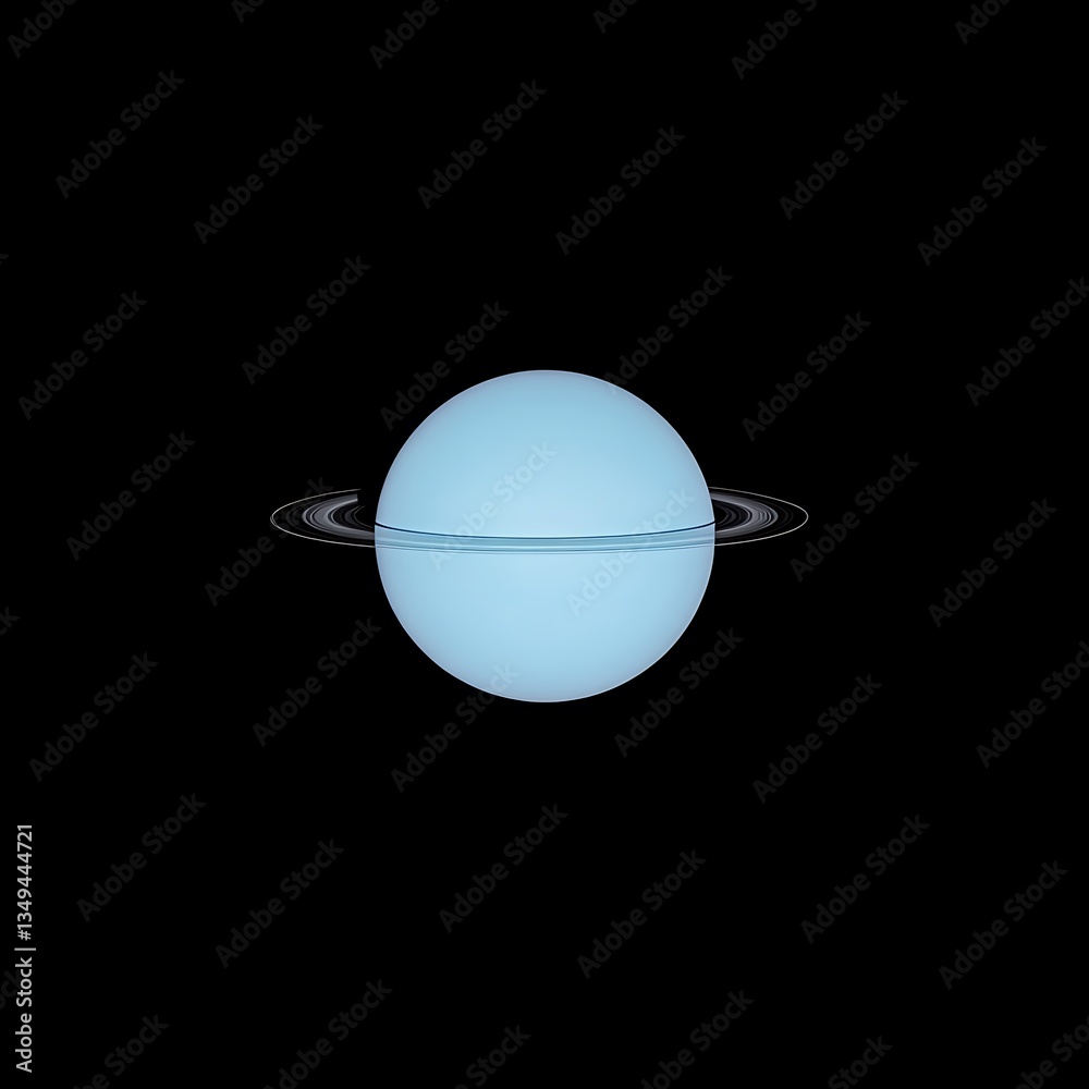 A large blue planet with rings set against a black background A large blue planet with rings set against a black background