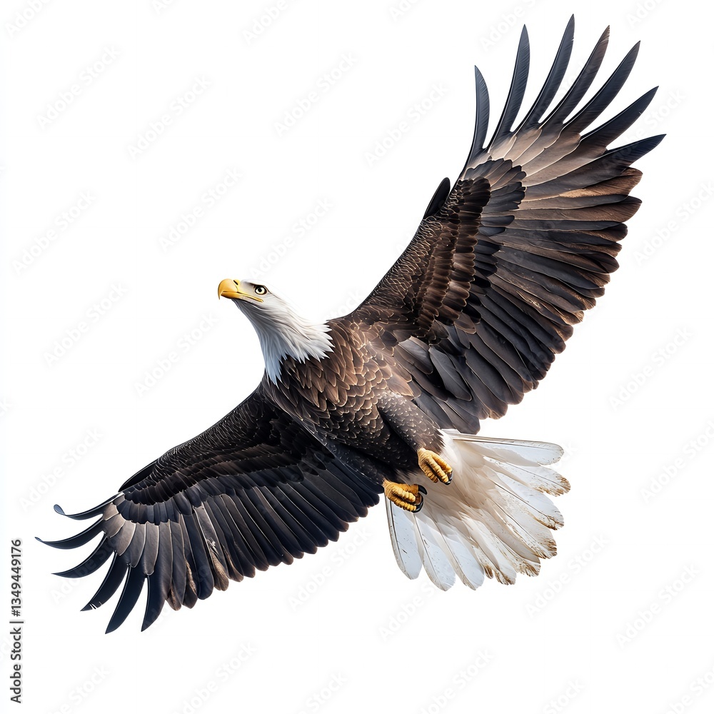 Obraz premium Majestic Bald Eagle in Flight Wings Spread Wide Soaring High Above