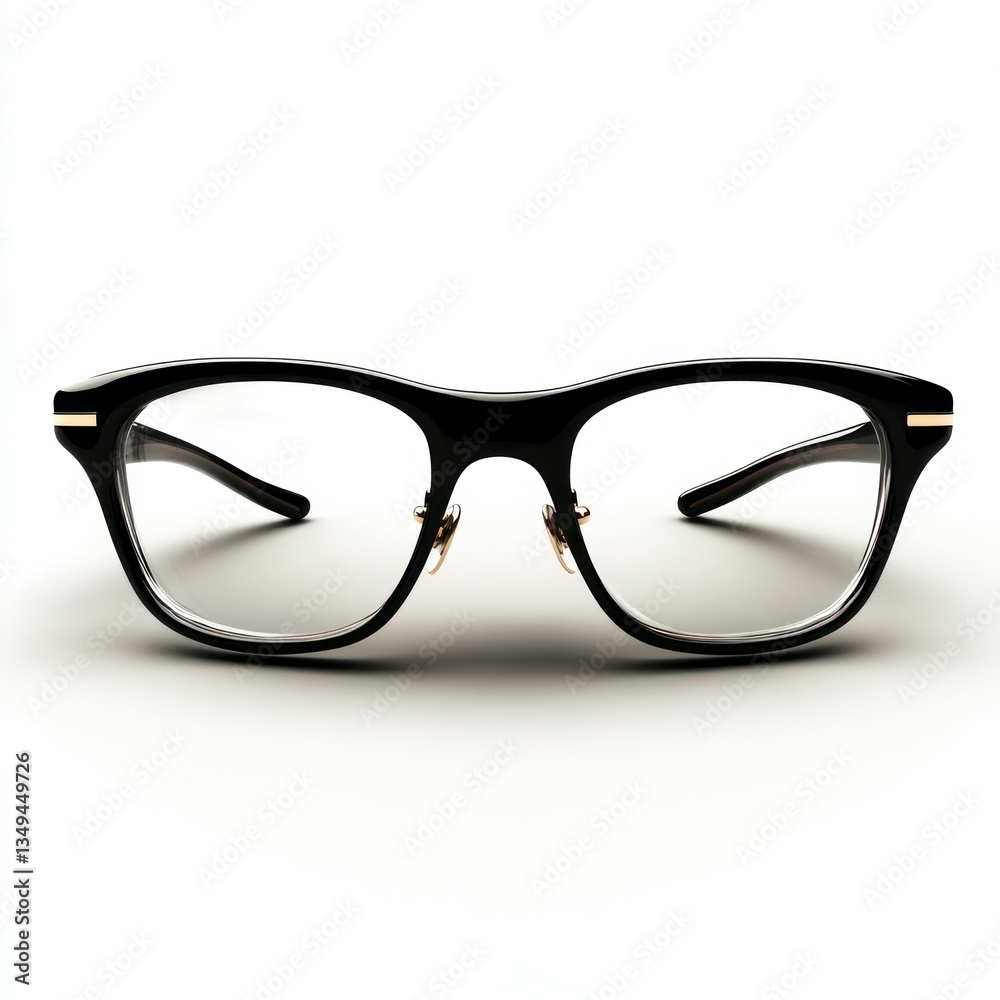 Black eyeglasses front view, studio shot, white background