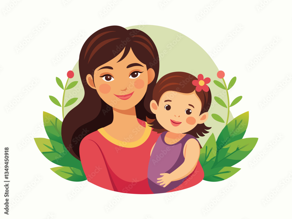 Vector illustration of a Mother and Child Exchanging for Mothers Day Vector illustration of a Mother and Child Exchanging for Mothers Day