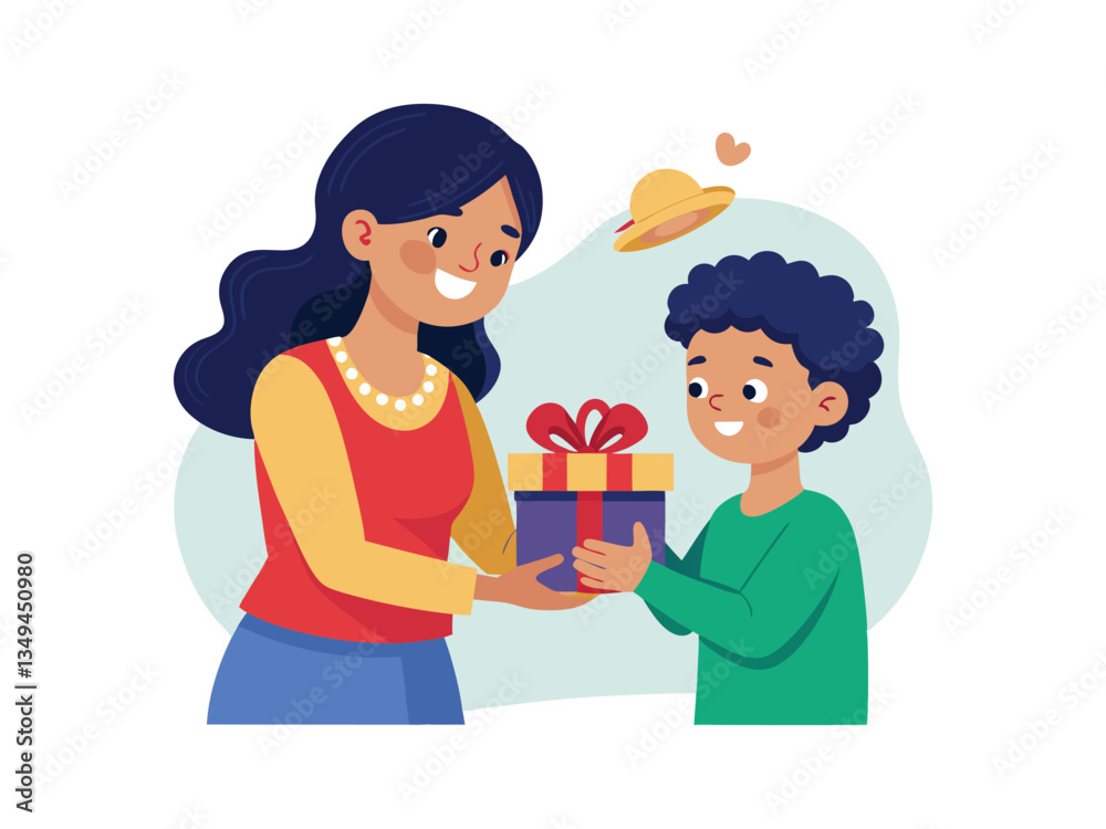 Vector illustration of a Mother and Child Exchanging for Mothers Day Vector illustration of a Mother and Child Exchanging for Mothers Day