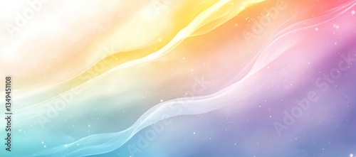 Abstract gradient background with pastel green, yellow, and blue, white to soft lavender, featuring a minimalist style, ideal for modern and elegant designs.