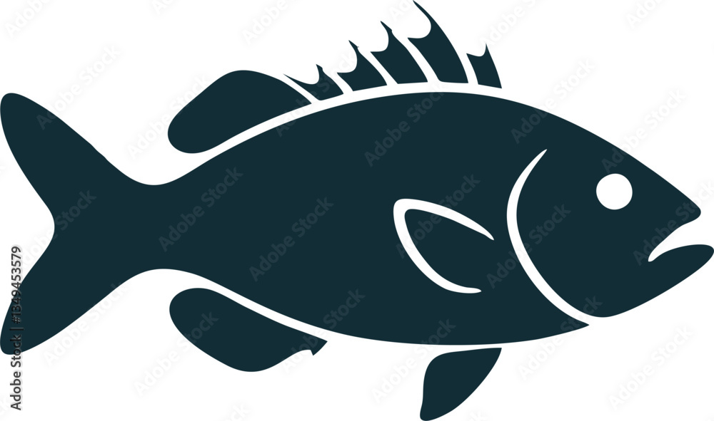 Naklejka premium Minimalist fish silhouette vector illustration on white background, perfect for logo and design elements
