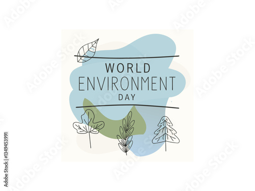 A stylized, minimalist logo, and royalty design for World Environment Day. World Environment Day. Simple black and white World Environment Day logo with Earth and trees.