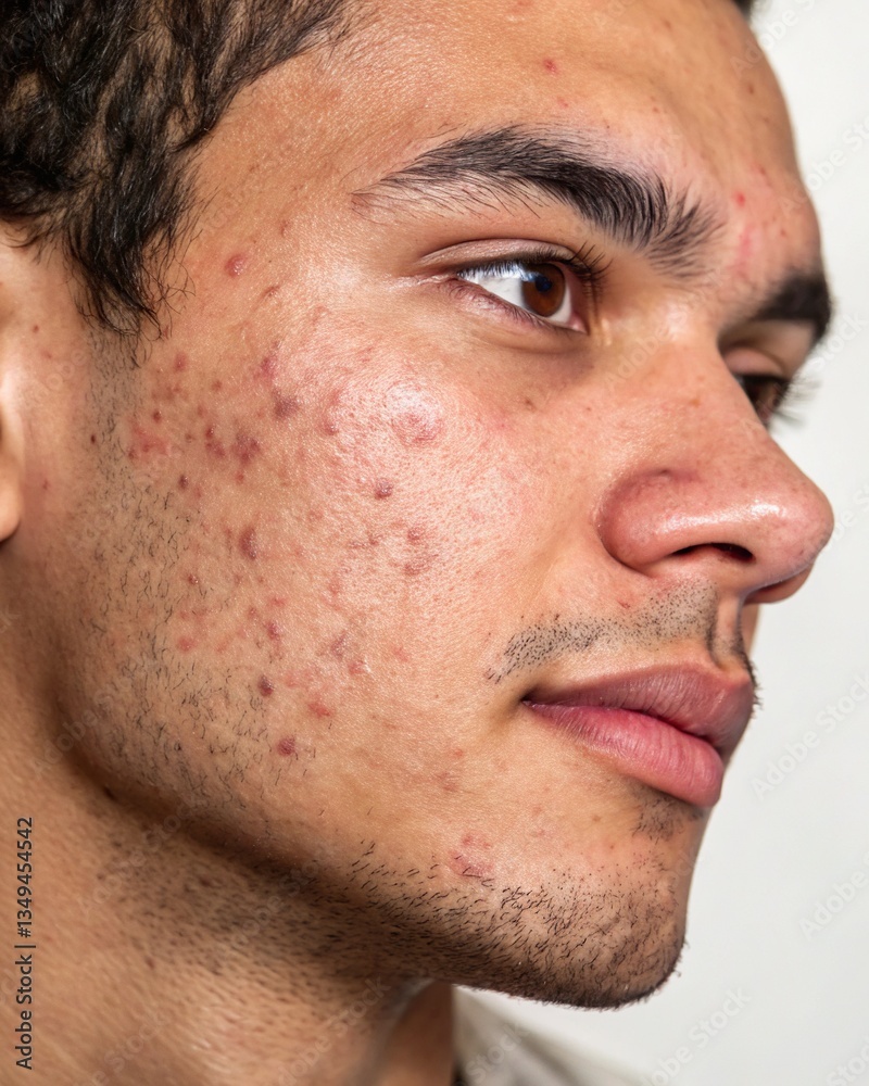 Obraz premium Close-Up of Man’s Face with Post-Inflammatory Hyperpigmentation