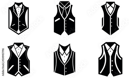Stylish Black and White Formal Vest Icons for Design