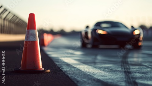 Driving course cone marking track photo