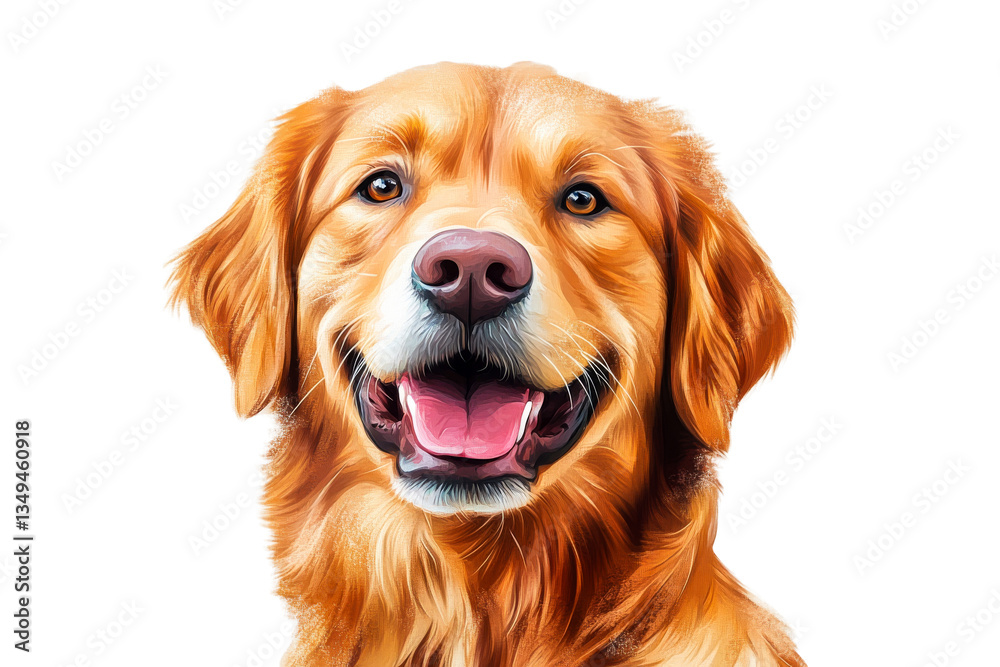Portrait of a golden retriever with a happy expression, cut out transparent Portrait of a golden retriever with a happy expression, cut out transparent
