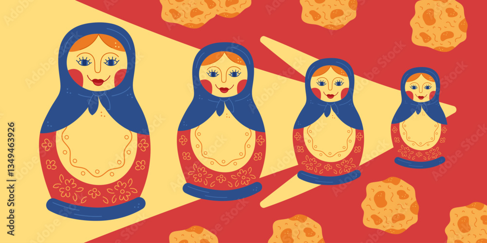 Festive garland with rectangular flags color. Hand drawn clip art for your project.