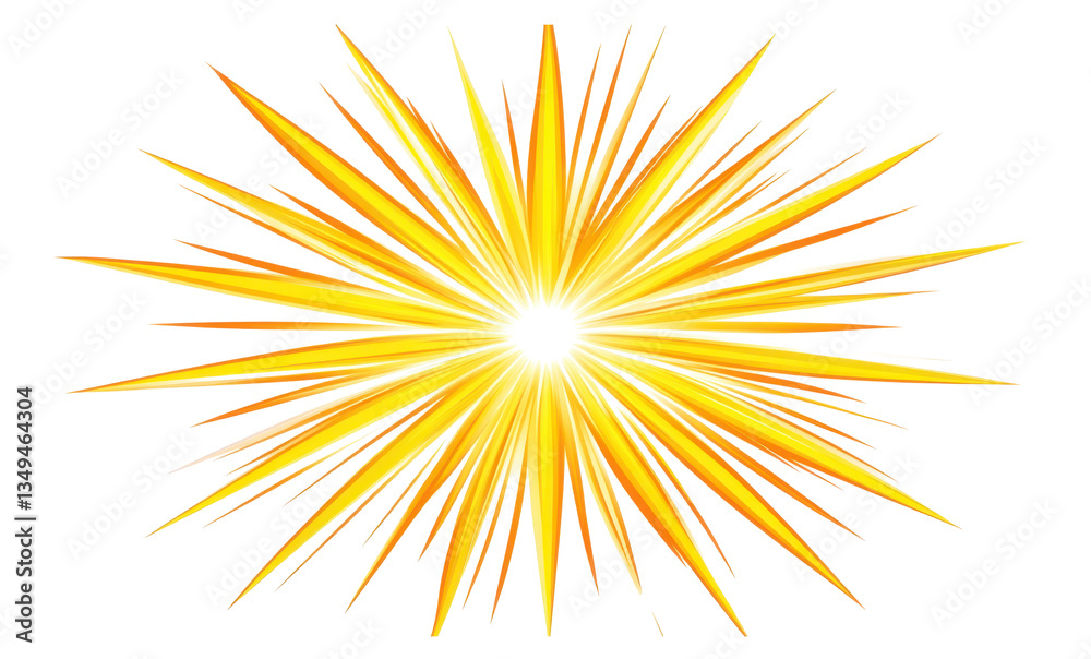 Fototapeta premium A bright yellow firework with a white background
