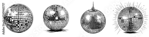 Various designs of disco balls showcasing reflections and shine in different styles and forms