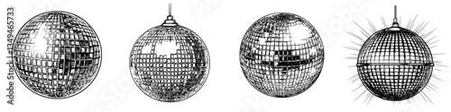 Disco balls reflecting lights and adding vibrant energy to a lively party atmosphere