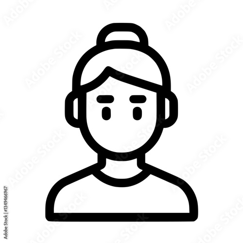 Profile of a young adult with a bun hairstyle, neutral expression, and simple clothing against a minimalistic background