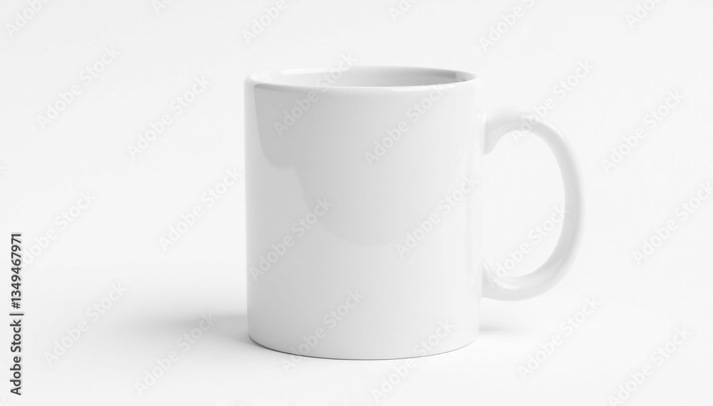 Fototapeta premium One white ceramic mug isolated on white background, stock, element, decor