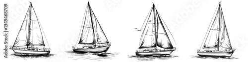 Sailing yachts drifting on serene waters during a tranquil afternoon with gentle breezes