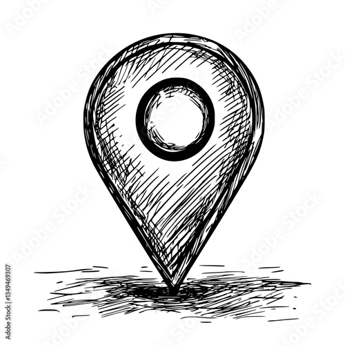 Location marker symbolizes navigation and mapping in a digital context