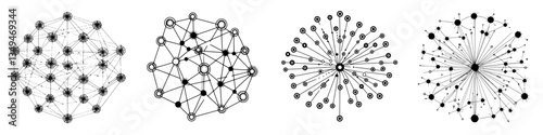Visual representation of complex network structures showcasing connectivity and relationships among nodes