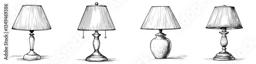 Various designs of table lamps showcasing unique styles and craftsmanship