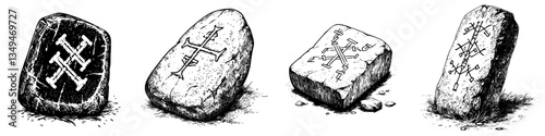 Ancient stones displaying intricate carvings found in a historical site