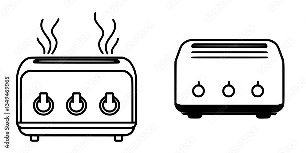 Different designs of toasters showcasing various functionality and features in kitchen appliances Different designs of toasters showcasing various functionality and features in kitchen appliances