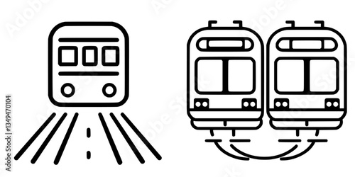 Train and tram line illustrations depicting public transportation systems in urban settings