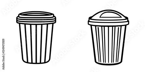 Two different styles of trash bins displayed side by side showcasing design variations for waste management solutions
