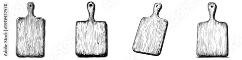 Wooden cutting boards arranged in different orientations on a simple background, illustrating craftsmanship and design details