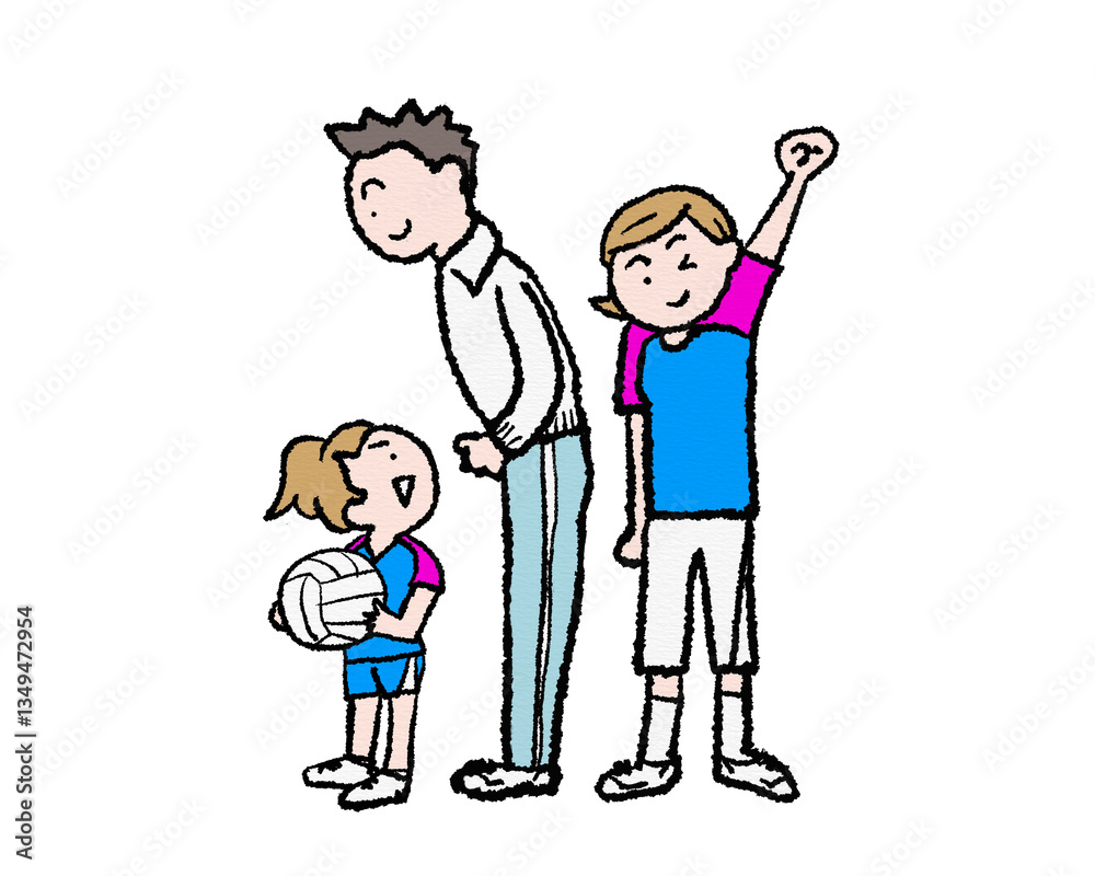 バレーボールをやる子供を応援する親 バレーボールをやる子供を応援する親